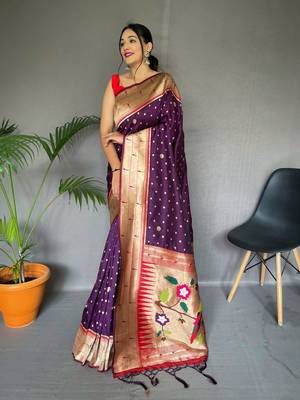 PURPLE ELEGANT PAITHANI SILK SAREE 1