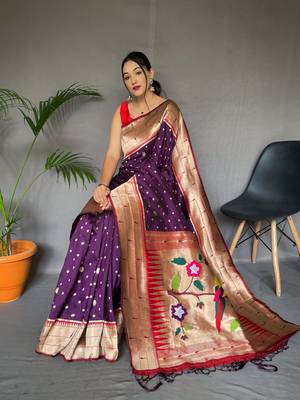PURPLE ELEGANT PAITHANI SILK SAREE 2
