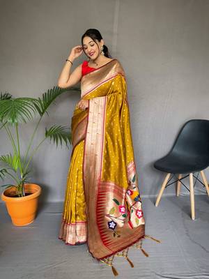 YELLOW ELEGANT PAITHANI SILK SAREE 1