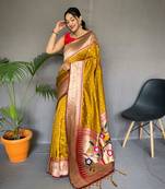YELLOW ELEGANT PAITHANI SILK SAREE