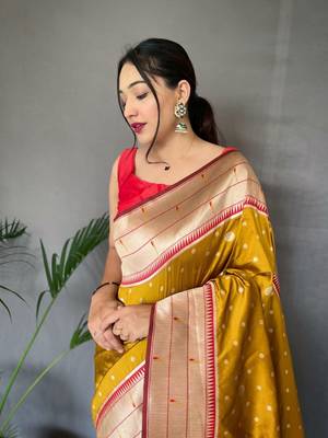 YELLOW ELEGANT PAITHANI SILK SAREE 3
