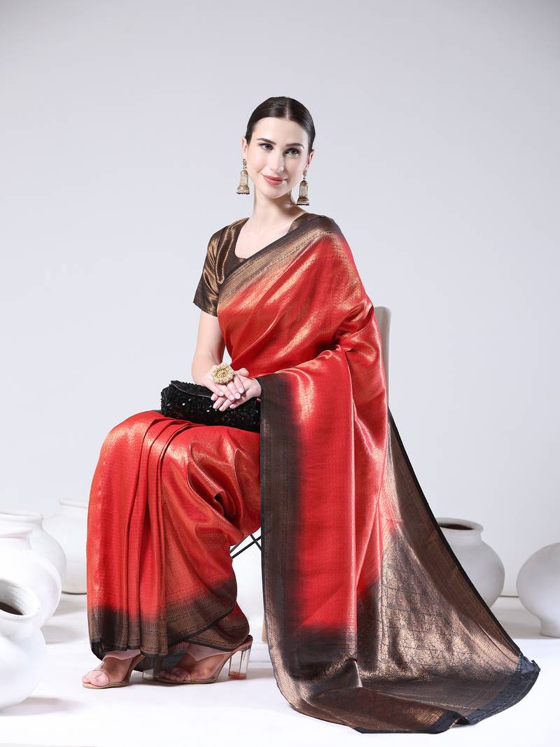 Mohini Red  Saree With Blouse Piece