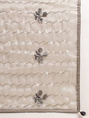 Grey Embellished  Organza Designer Party Wear Saree With Blouse Piece 6