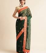 Green Embellished  Net Designer Party Wear Saree With Blouse Piece