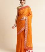 Mustard Embellished  Net Designer Party Wear Saree With Blouse Piece