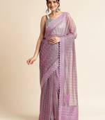 Purple Embellished  Lycra Designer Party Wear Saree With Blouse Piece