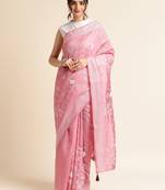 Peach Embellished  Silk Cotton Designer Party Wear Saree With Blouse Piece