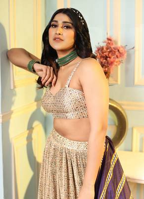 Multi Digital Printed Satin Silk Lehenga With Blouse Up To 42" Size 2