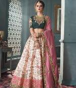 Cream Silk Floral Zari Embroidered Lehenga Choli - Semi-Stitched