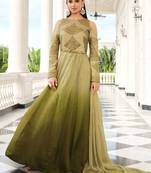 Green Embroidered Art Silk  Anarkali Suit Free size full stitched Up To 42" Size
