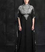 Black  Zari & Stone Work stitched Georgette Farasha Party Wear