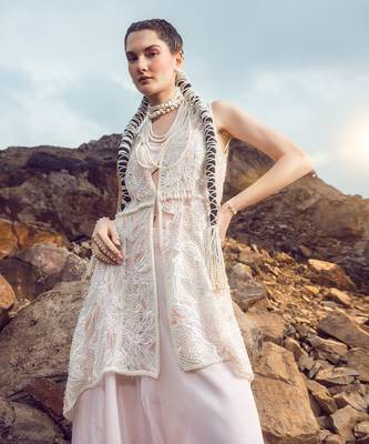 Ivory embroidered sharara set 1
