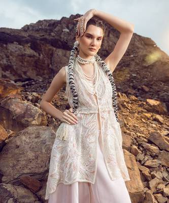 Ivory embroidered sharara set 3