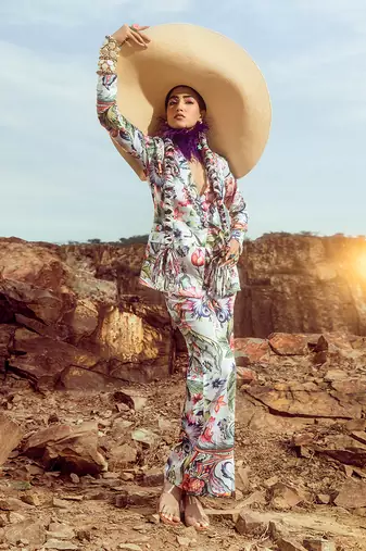Multi printed jacket co ord set