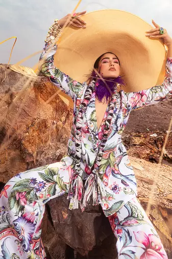 Multi printed jacket co ord set