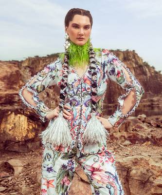 Multi button detailing printed co ord set 2