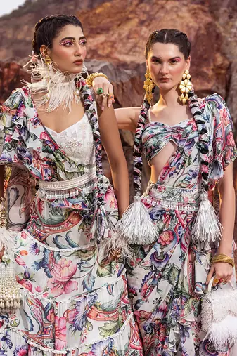 Multi button detailing printed co ord set