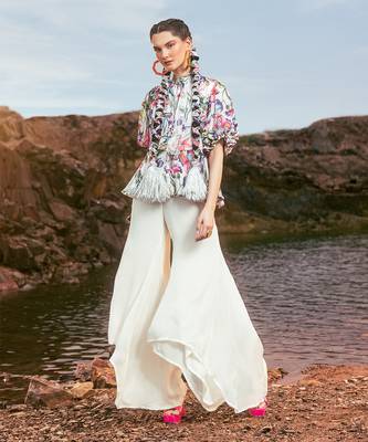 Off white printed peplum co ord set 1