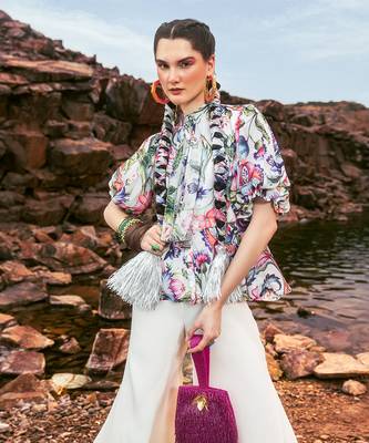 Off white printed peplum co ord set 2