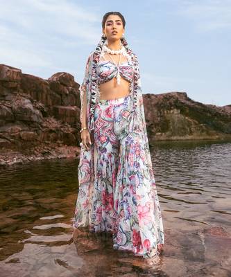 Multi printed cape style with gharara set 1