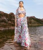 Multi printed cape style with gharara set