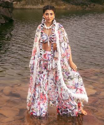 Multi printed cape style with gharara set 2