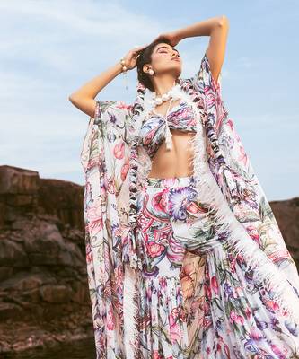 Multi printed cape style with gharara set 3