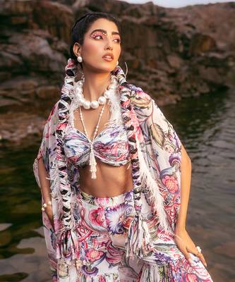 Multi printed cape style with gharara set 4