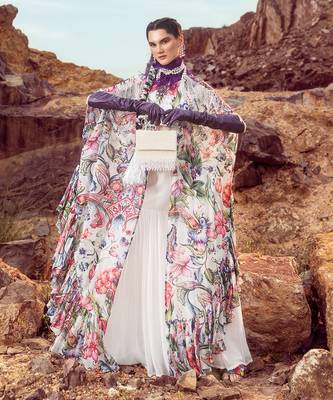 Multi printed cape with gharara set 2