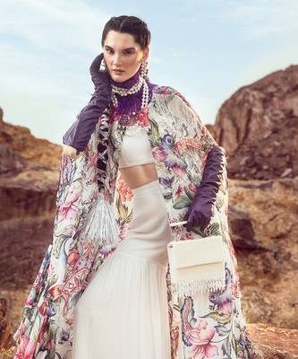 Multi printed cape with gharara set 3