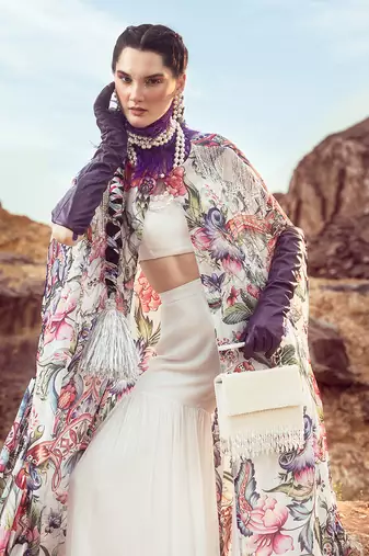 Multi printed cape with gharara set
