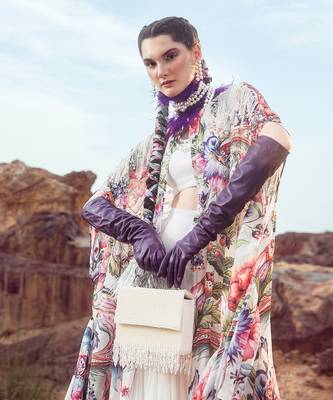 Multi printed cape with gharara set 4