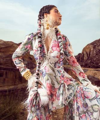 Multi printed peplum top with gharara set 3
