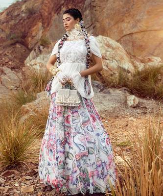 Multi off shoulder peplum top with gathered skirt 2