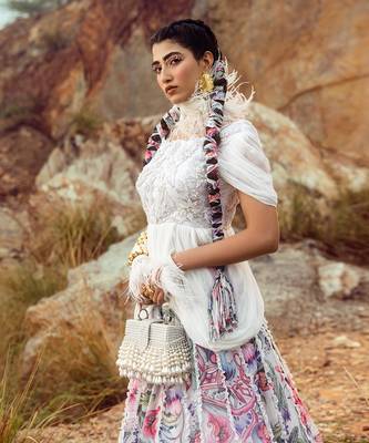 Multi off shoulder peplum top with gathered skirt 3