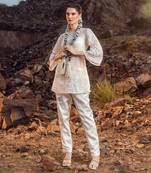 Pearl white embroidered kurta set