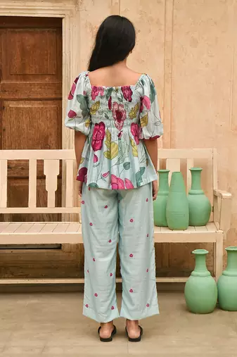 Sky blue vivid pants