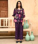 Violet iris flower pants