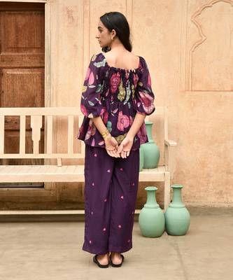 Violet iris flower pants 2