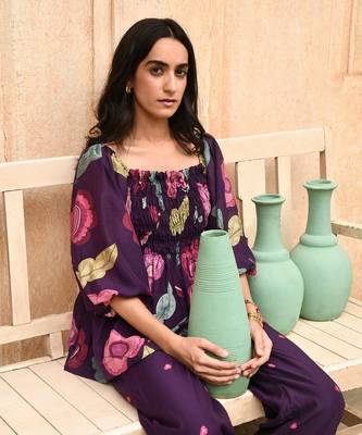 Violet iris flower pants 3