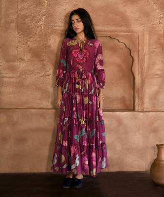 Wine red plum garden dress 1