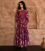 Wine red plum garden dress