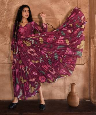 Wine red plum garden dress 2