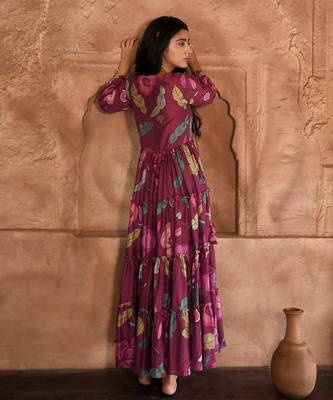 Wine red plum garden dress 3