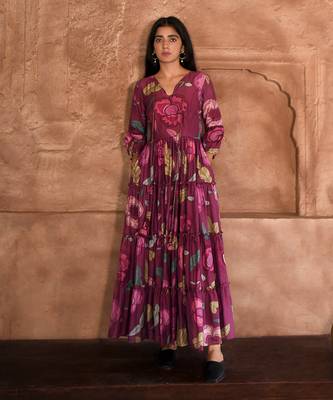 Wine red plum garden dress 4