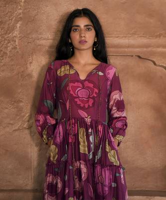 Wine red plum garden dress 5