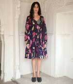 Dark blue oxford flower dress