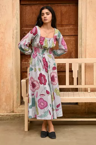 Grey fossil bloom dress