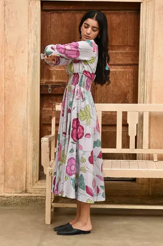 Grey fossil bloom dress