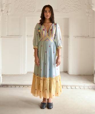 Sky blue & yellow sunny dress 1